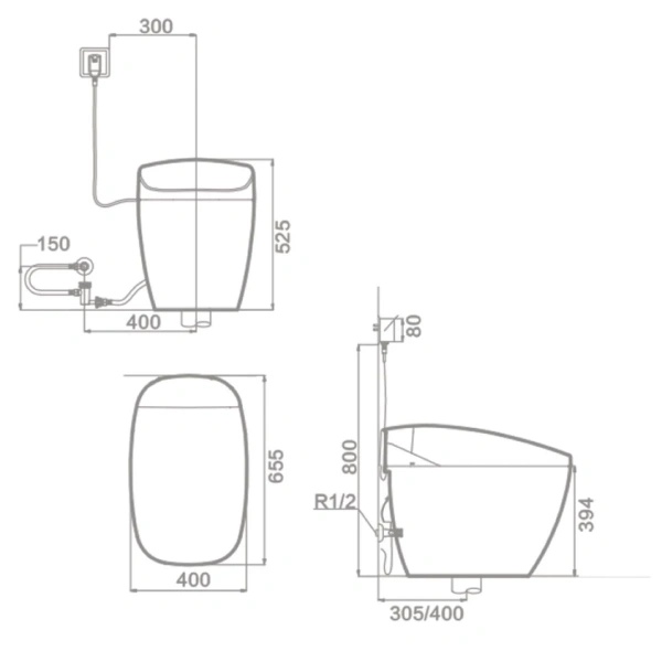 Электронный унитаз-биде с сиденьем микролифт Orans 807JD00