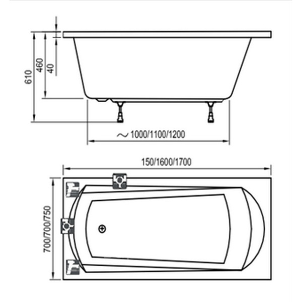 Акриловая ванна Ravak Domino Plus 170х75 C631R00000 белая