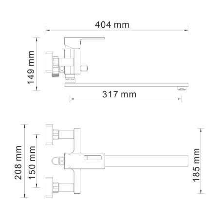 Альме (Alme) 1502L Смеситель для ванны с длинным изливом