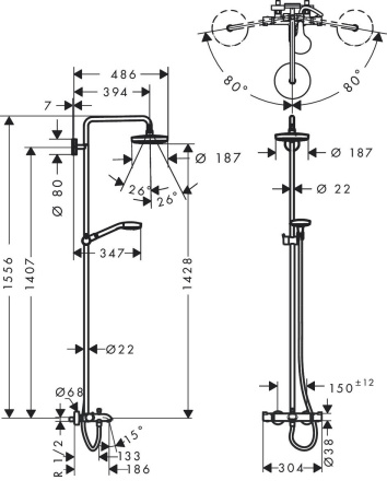 Душевая стойка hansgrohe Croma 27351400