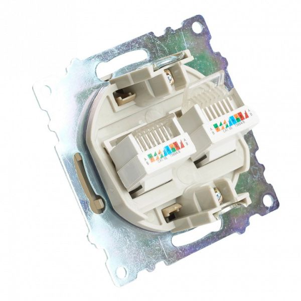 Розетка двойная Ethernet RJ-45 без рамки Stekker Катрин 50009