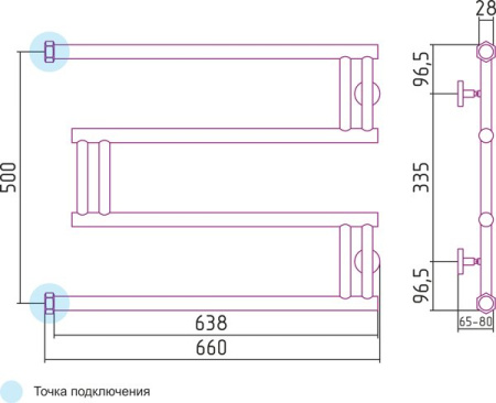 Полотенцесушитель водяной Сунержа High-Tech 00-0050-5065