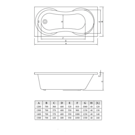 Акриловая ванна 130x70 см C-Bath Salus CBQ006002