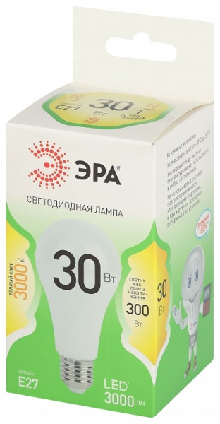 Лампа светодиодная Эра Green Line E27 30Вт 3000K LED A65-30W-830-E27 GL