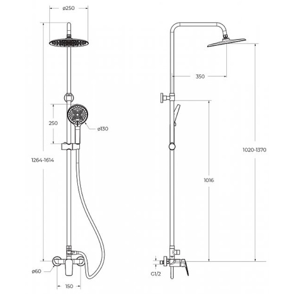 Душевая стойка BelBagno Marino MARINO-DOCM-CRM