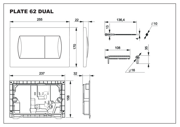 Клавиша смыва для инсталляции Roca Pl62 8901160B1 хром глянец