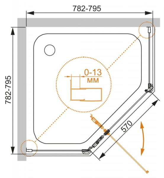 Душевой уголок Cezares ECO ECO-O-P-1-90-C-Cr