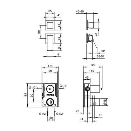 Термостат для душа Fantini Mint 34 02 F181B