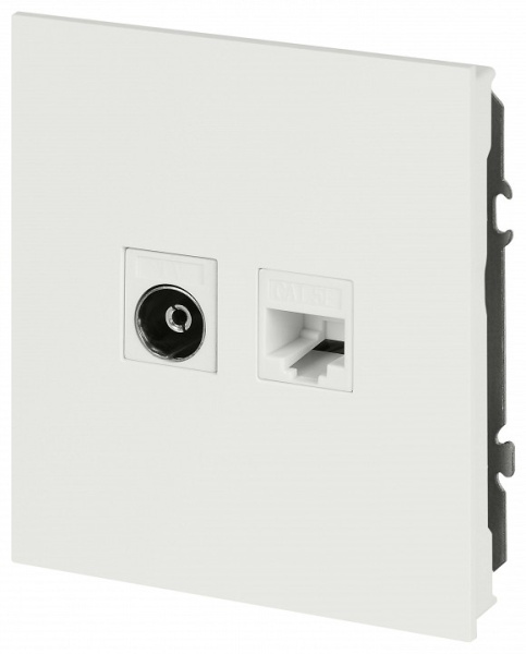 ТВ-розетка и розетка Ethernet RJ-45 без рамки Эра Arktik Б0070501