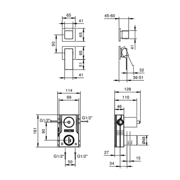 Термостат для душа Fantini Mint 34 02 F181B