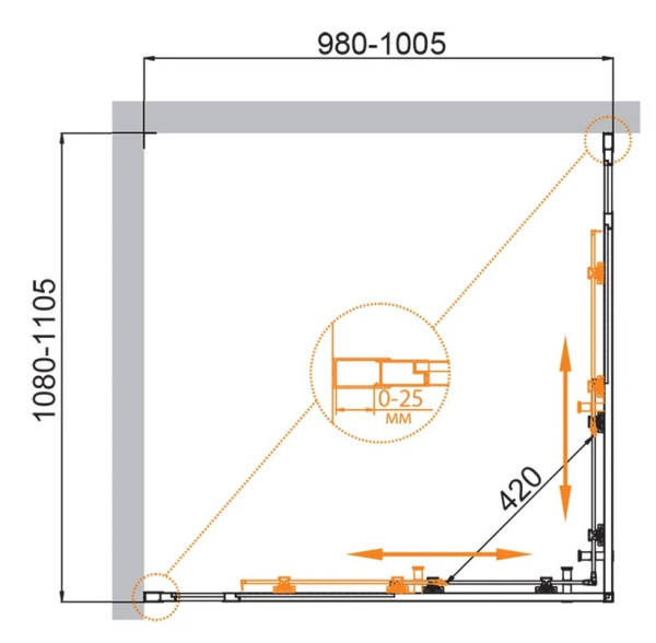 Душевой уголок Cezares Molveno 110x100 MOLVENO-AH-22-AH-22-110/100-C-Cr-IV
