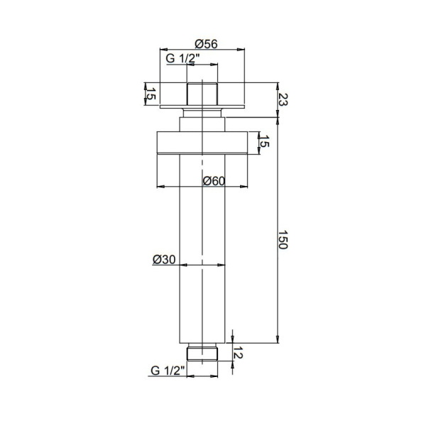Кронштейн для душа Paini 50PZ744T615BI круглый 150мм чёрный матовый PVD