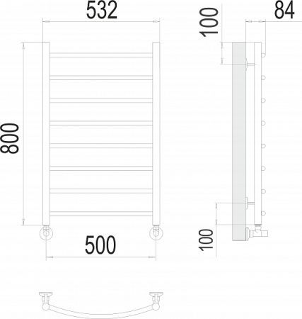 Полотенцесушитель водяной Terminus Классик П8 500х800 4670078530271