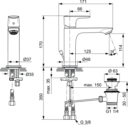 Смеситель для раковины Ideal Standard Connect Air A7012AA
