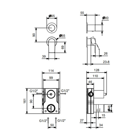 Смеситель для душа Fantini Myo 61 02 V681B