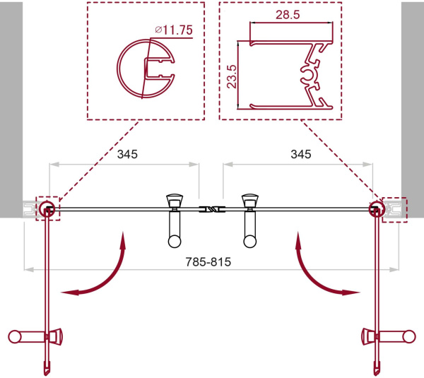 Душевая дверь в нишу BelBagno Uno UNO-B-2-80-C-Cr