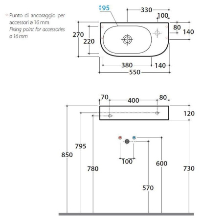 Раковина Globo Forty3 55 SCT55BI