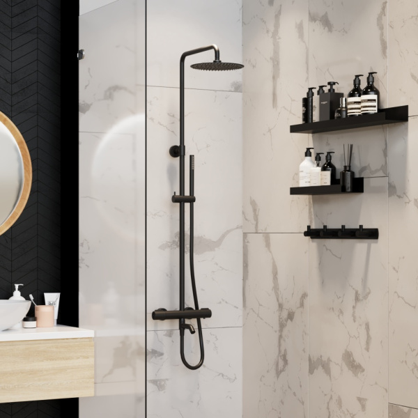 Душевая стойка Paini Cox 78PZ687THSSD250F1B с термоcтатом брашированный черный