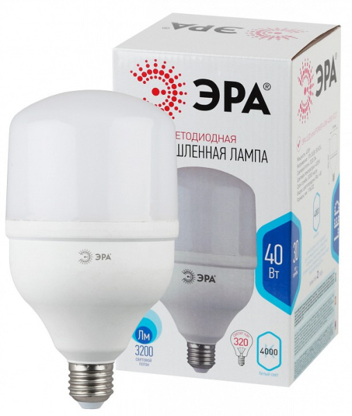 Лампа светодиодная Эра Стандарт E27 40Вт 4000K LED POWER T120-40W-4000-E27