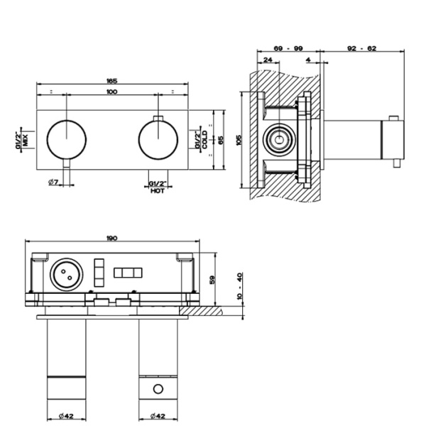 Смеситель для душа Gessi 316 54032#707 черный матовый
