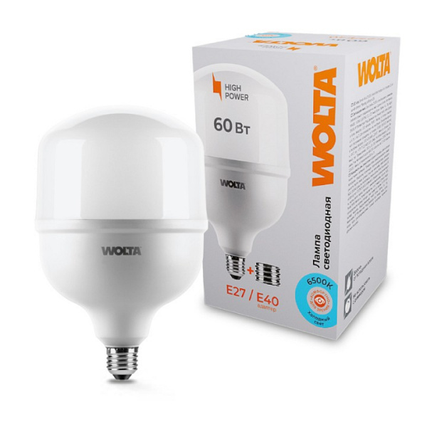 Лампа светодиодная Wolta Е27/Е40 60Вт 6500K 25WHP60E27/40