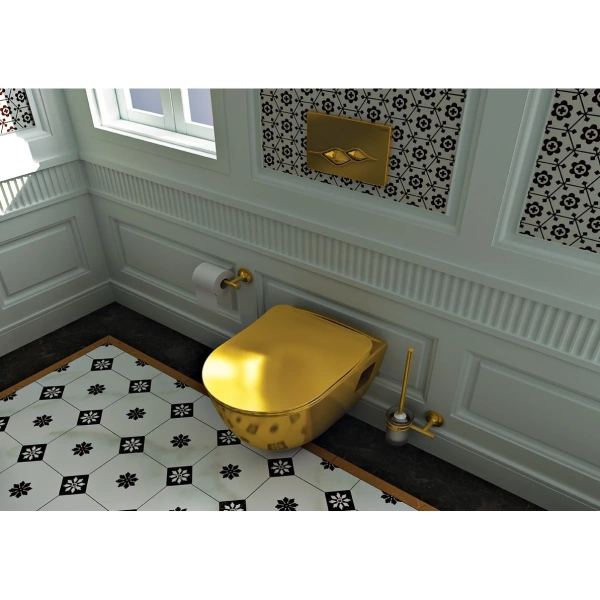 Унитаз подвесной Creavit Terra TP325-00CB00E-AK00с функцией биде, золотой