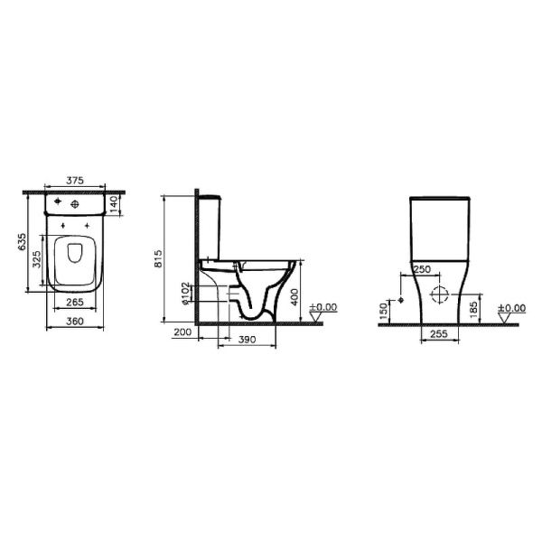 Унитаз компакт Vitra Polar Open-Back 9843B003-7201 с бачком и сиденьем