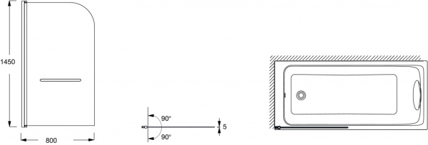 Шторка для ванны Jacob Delafon Odeon Up E4932-GA