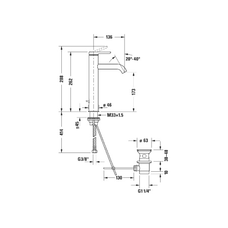 Смеситель для раковины Duravit C.1 C11030001010