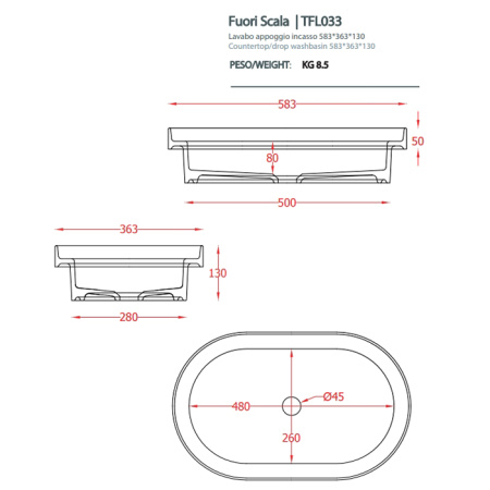 Раковина Artceram Fuori Scala TFL033 17 00