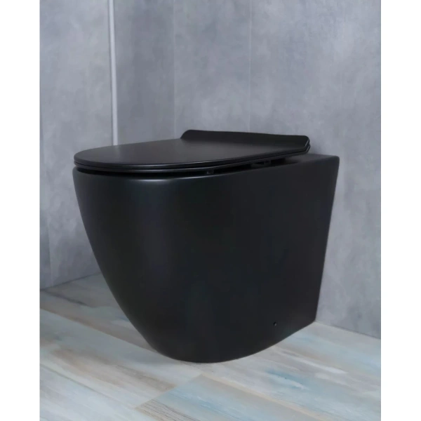 Приставной безободковый унитаз с сиденьем микролифт GID TRS-269BM