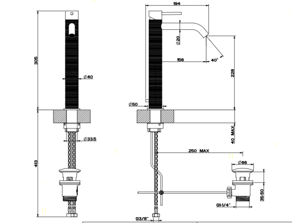 Смеситель для раковины Gessi 316 54303#239 нержавейка