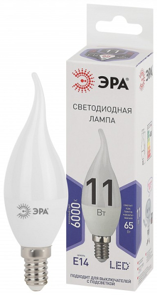 Лампа светодиодная Эра Стандарт E14 11Вт 6000K LED BXS-11W-860-E14