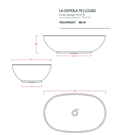Раковина Artceram Laciotola LCL002 01 00