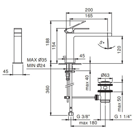 Смеситель для раковины Fantini Mint 34 02 F003F