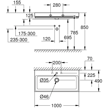 Раковина 101x49 см Grohe Cube Ceramic 3938600H