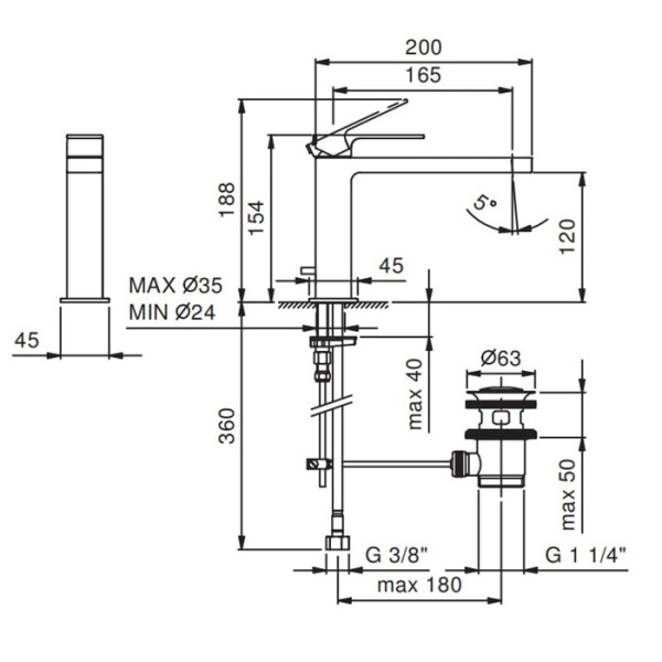 Смеситель для раковины Fantini Mint 34 02 F003F