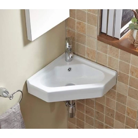 Раковина CeramaLux 7012J 39x39 см, подвесная, угловая, белый