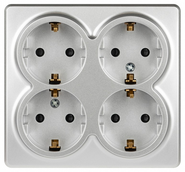 Розетка четверная с заземлением и со шторками Эра Эра Эксперт 11-2211-03