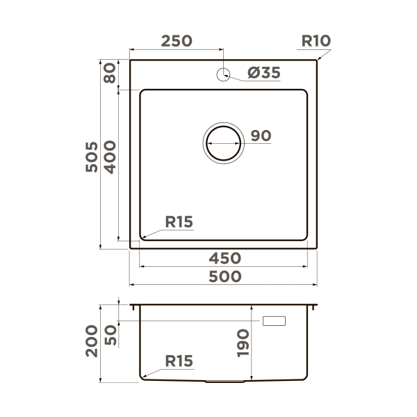 Кухонная мойка Omoikiri Amadare 50-IN нержавеющая сталь/нержавеющая сталь 4993766