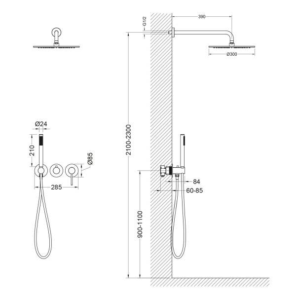 Душевой комплект Timo Saona SX-2349/03SM черный
