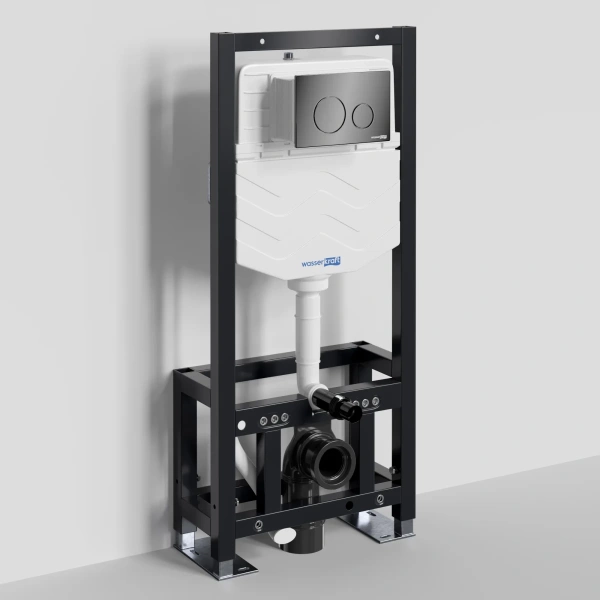 Инсталляция для унитаза WasserKRAFT Dill 61 61TLT.010.ME.PB02 с кнопкой смыва, черный глянец