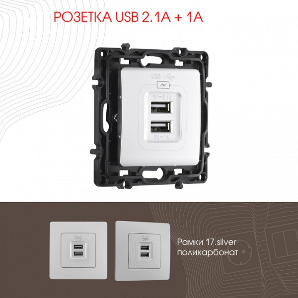 Розетка USB без рамки Arte Milano am-217 217.46-1.silver