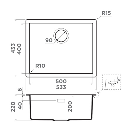 Кухонная мойка Omoikiri Yamakawa 55-Integra 4997263 графит