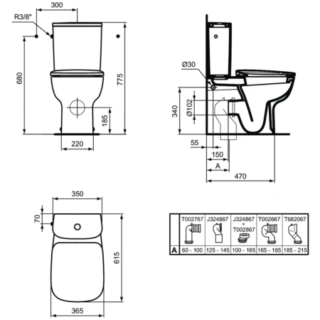 Чаша напольного унитаза Ideal Standard Esedra T282001