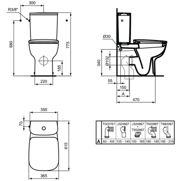 Чаша напольного унитаза Ideal Standard Esedra T282001