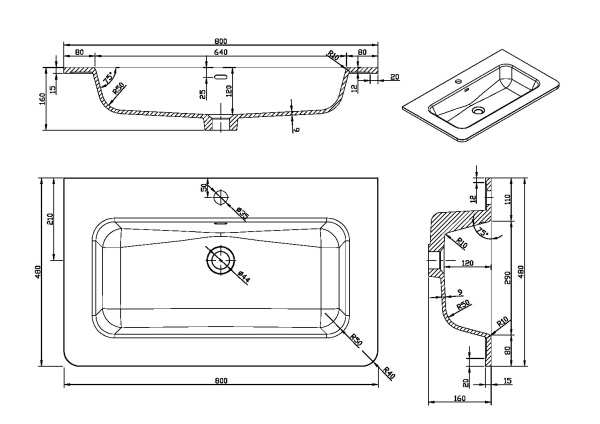Раковина Vincea VCB-1A800W