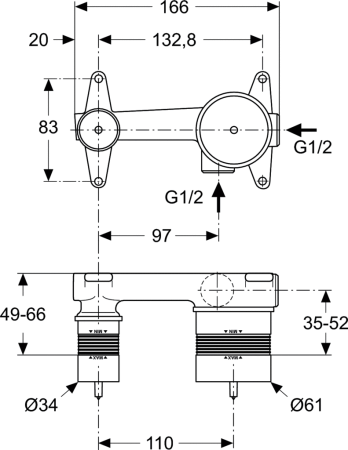 Смеситель для раковины Ideal Standard Strada A5948NU встраиваемый