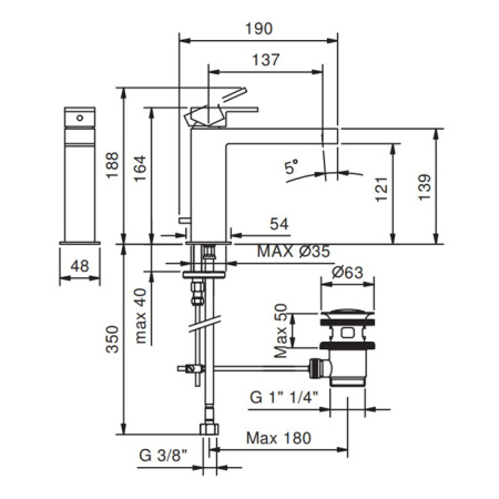 Смеситель для раковины Fantini Mare 51 02 V004F