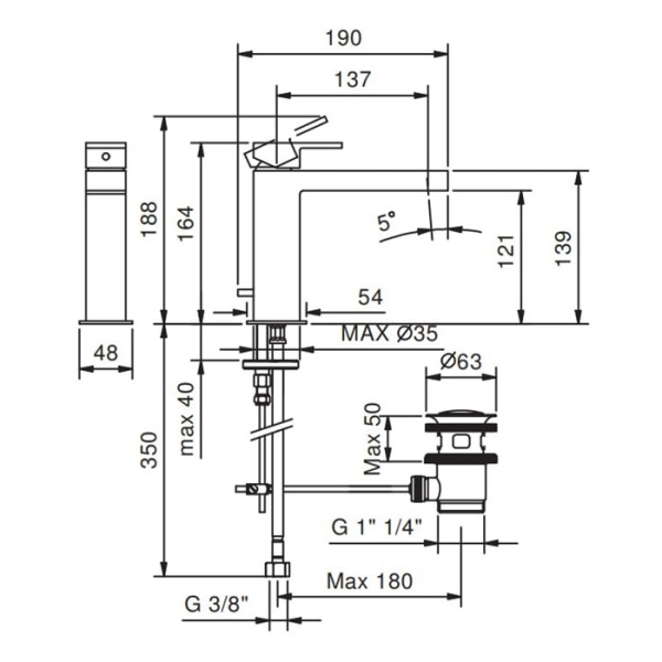 Смеситель для раковины Fantini Mare 51 02 V004F